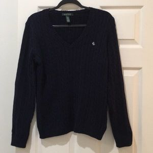 Ralph Lauren V Neck Cable Knit Sweater